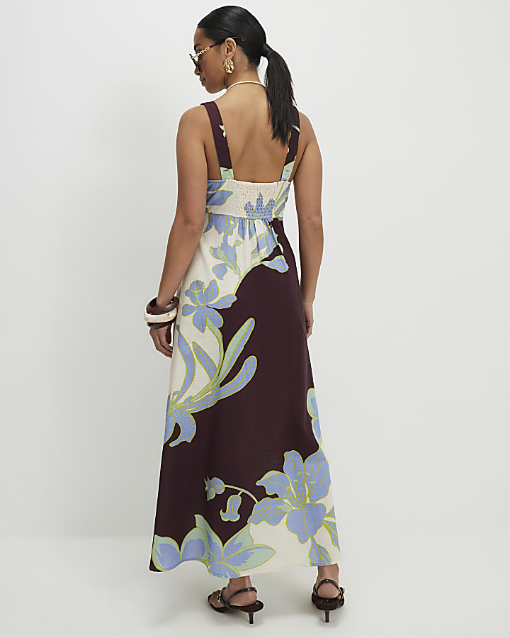 Petite Cream Floral Midi Dress