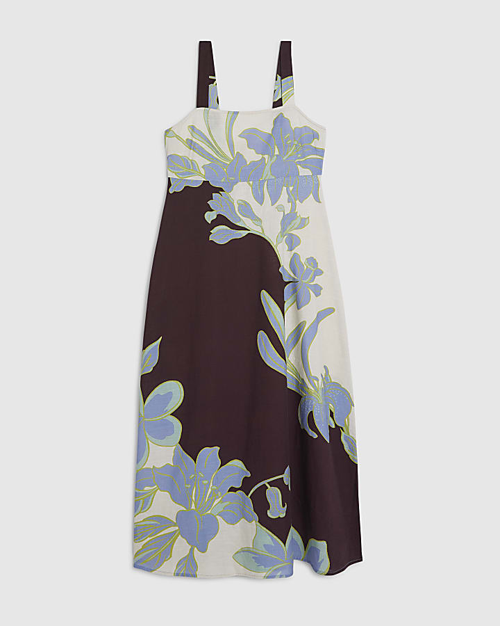 Petite Cream Floral Midi Dress