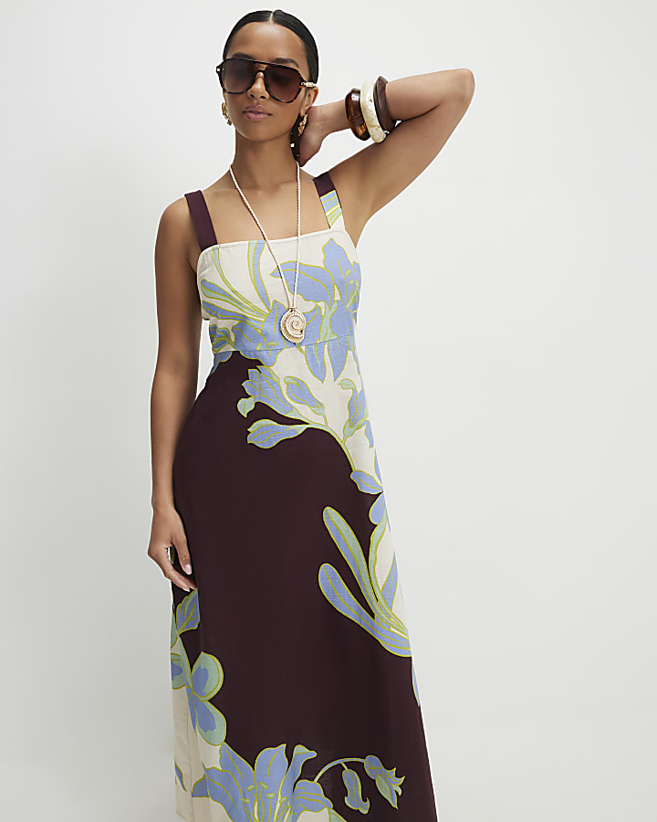 Petite Cream Floral Midi Dress
