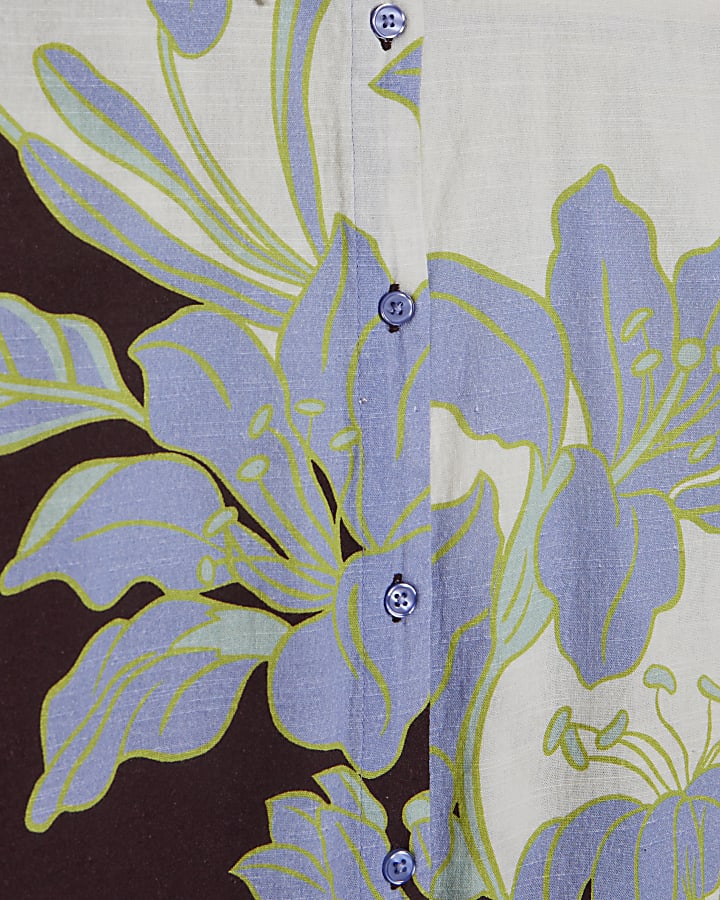 Petite Cream Floral Beach Shirt