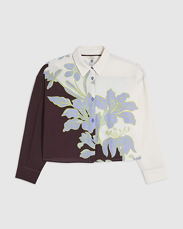 Petite Cream Floral Beach Shirt
