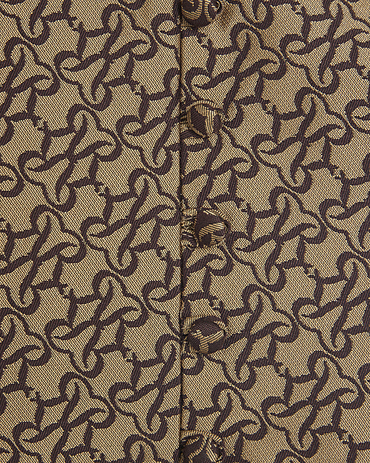 Brown Fold over Monogram Waistcoat
