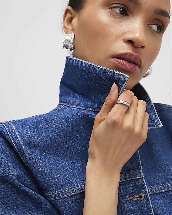 Denim Button Through Mini Dress