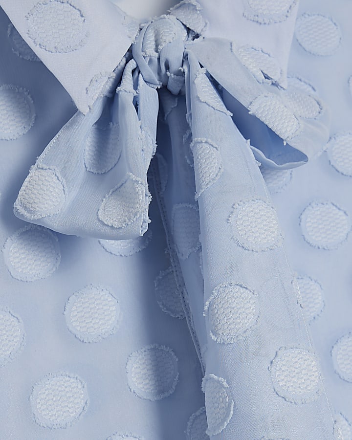 Blue Organza Polka Dot Blouse