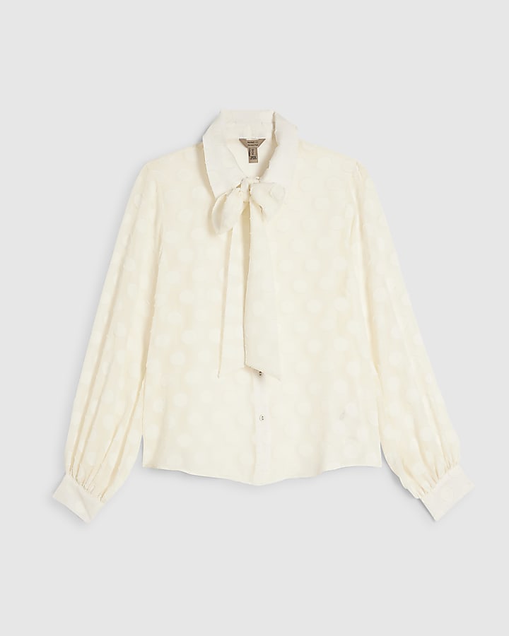 Cream Organza Polka Dot Blouse