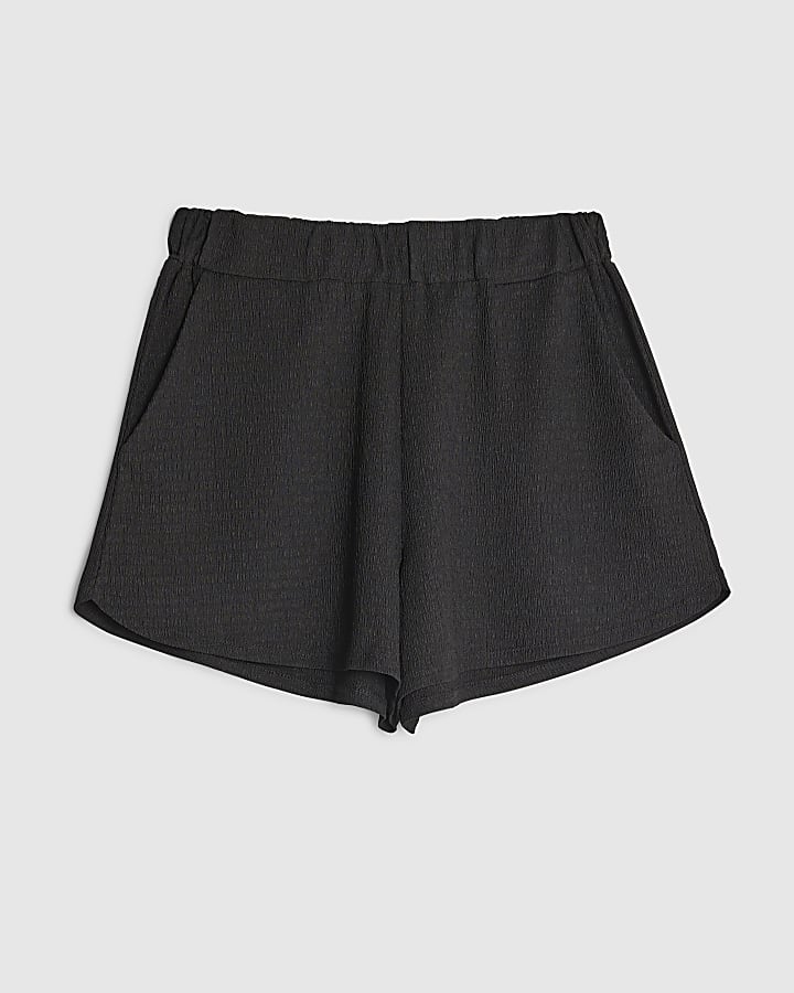 Black Textured Shorts