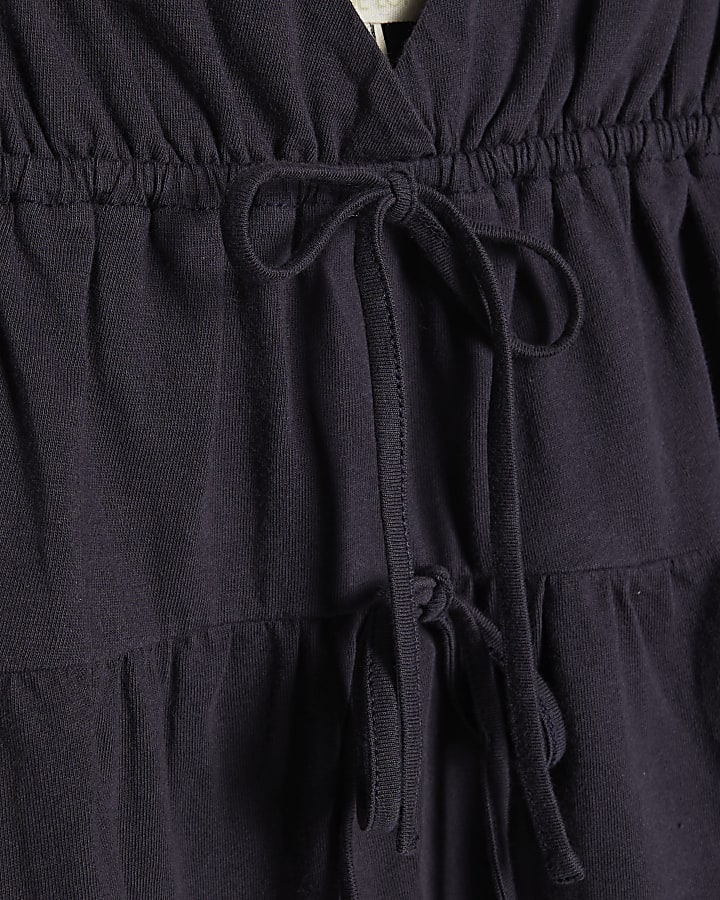 Navy Tie Front Cami Pyjama Set