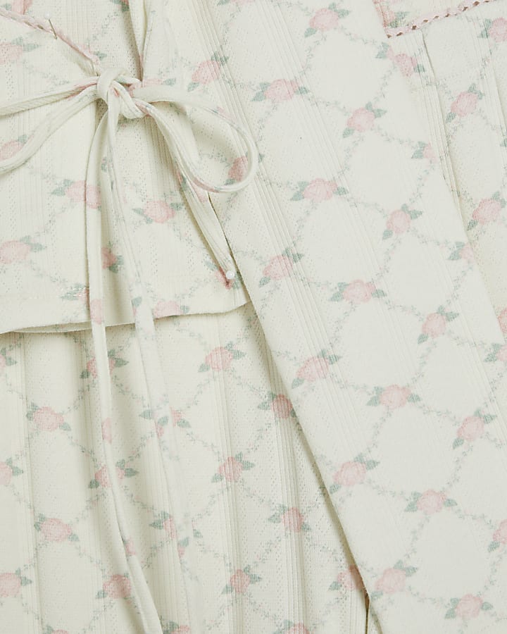 Cream Floral Wrap Pyjama Set