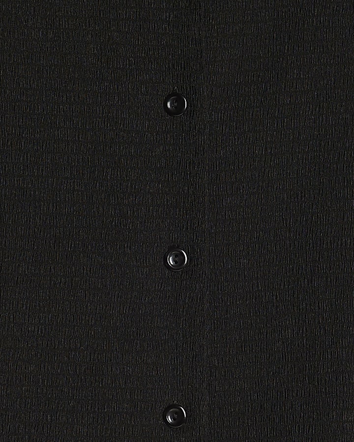 Black Short Sleeve Textured Shirt