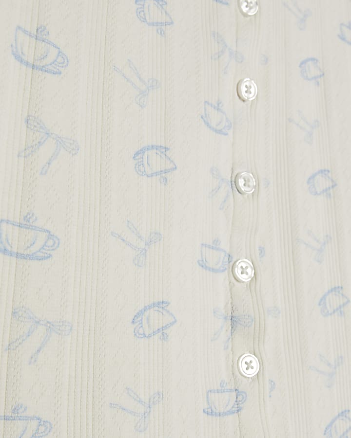 White Cardigan And Shorts Pyjama Set