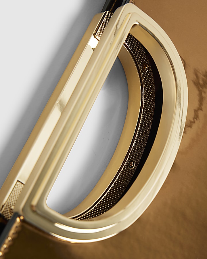 Bronze Metallic Metal Handle Clutch Bag