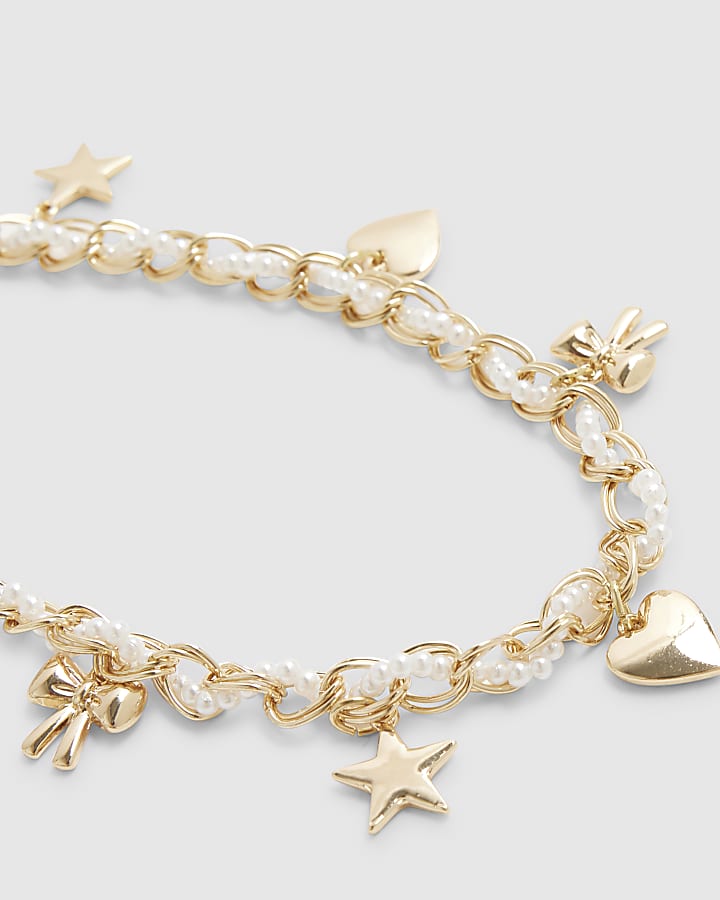 Gold Pearl Chain Phone Charm
