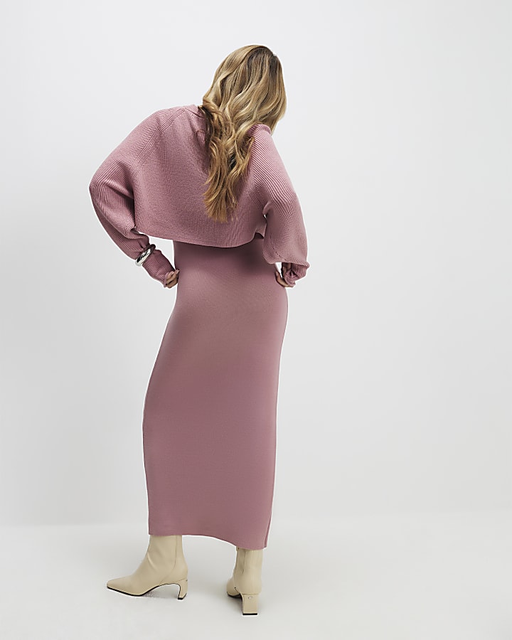 Pink 2 In 1 Jumper Maxi Dress