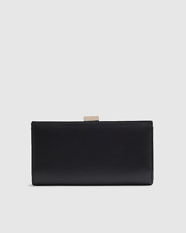 Black 3D Floral Laser Cut Clip Top Purse