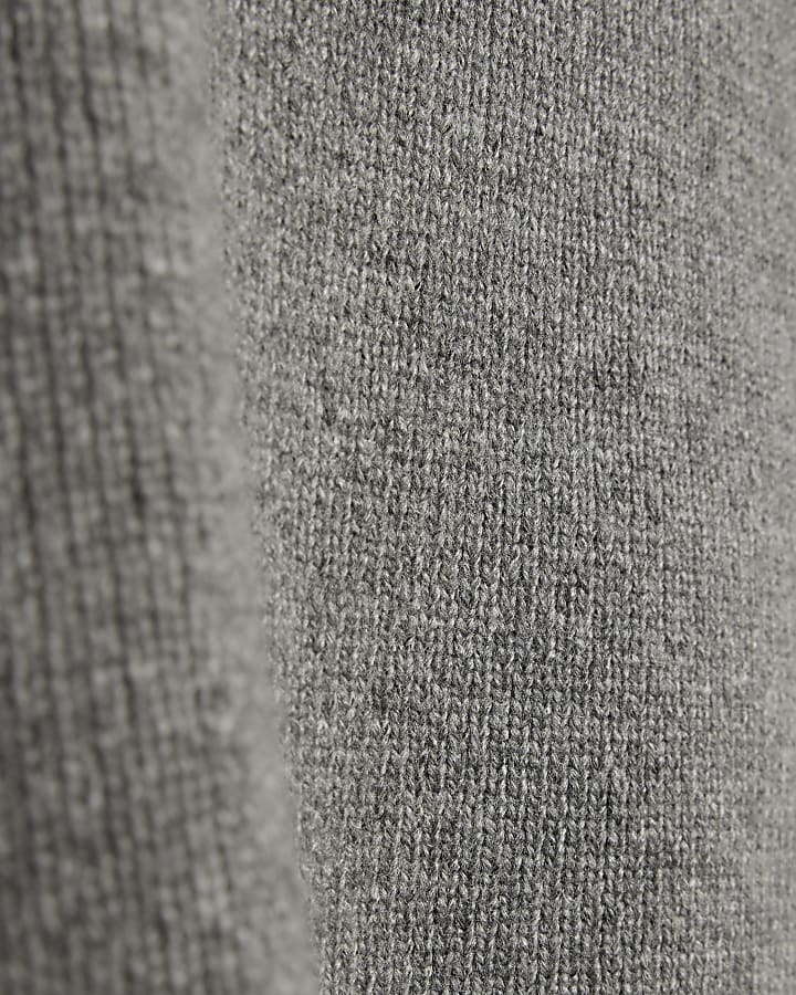 Grey Knitted High Neck Mini Dress