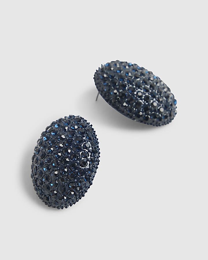 Blue Diamante Stud Earrings