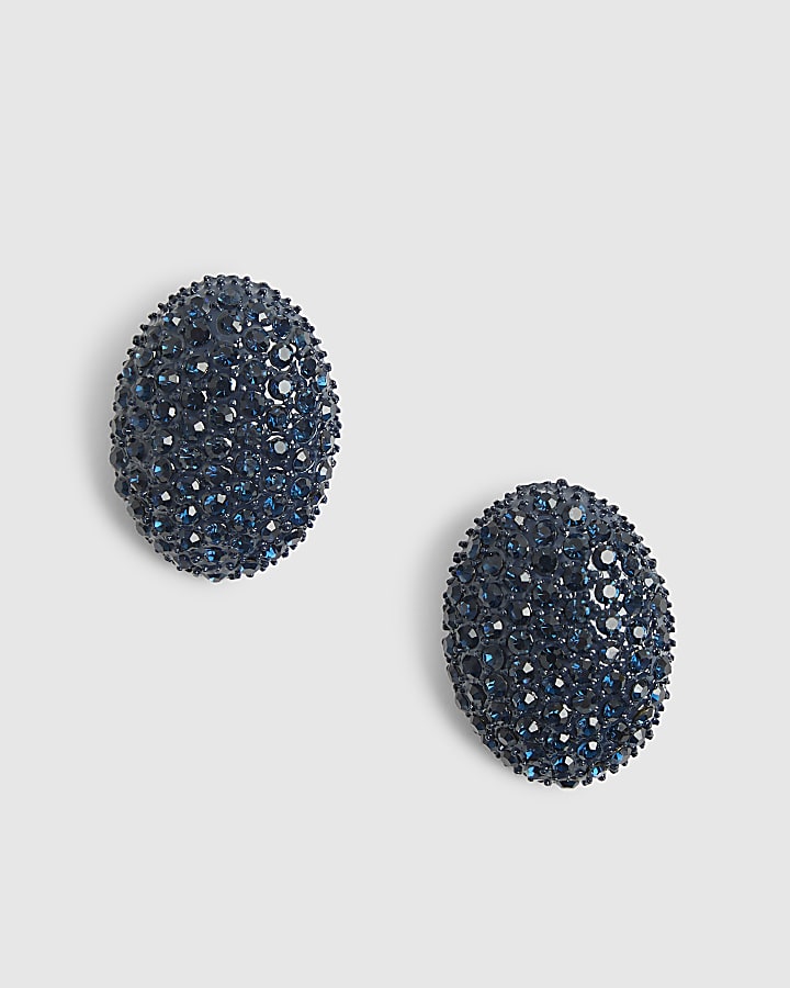 Blue Diamante Stud Earrings