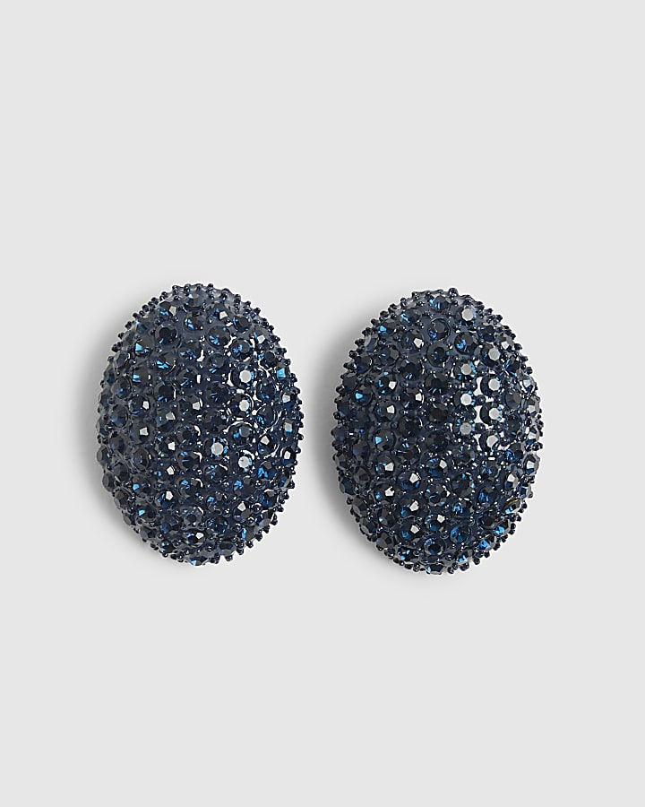 Blue Diamante Stud Earrings