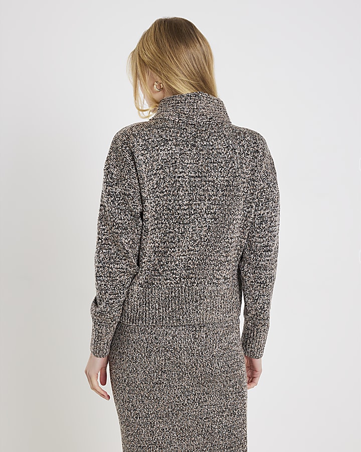 Grey Knit Twist Detail Cut Out Jumper