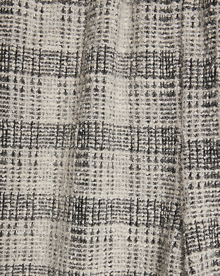 Petite Grey Boucle Check Wide Leg Trousers