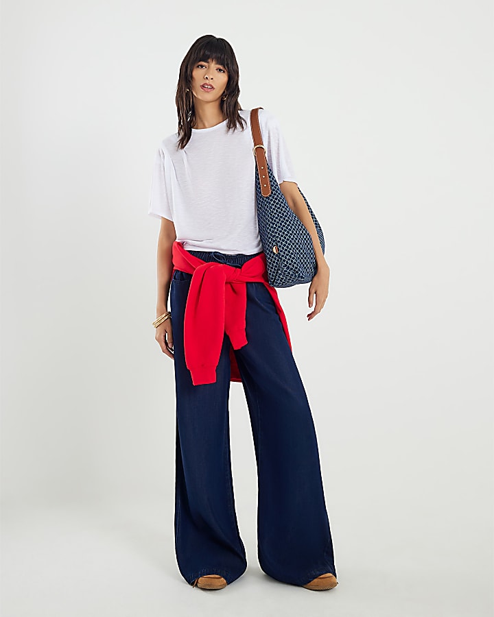 White Short Sleeve Shoulder Pleat Tee