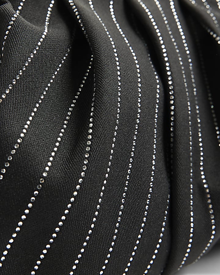 Black Pinstripe Clutch Bag