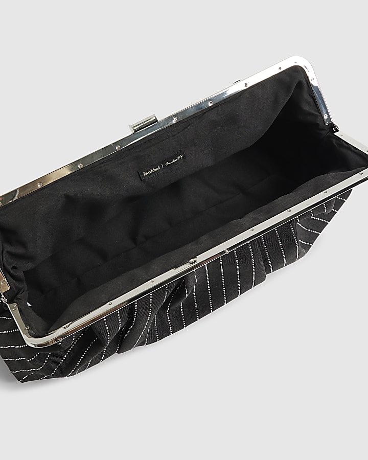 Black Pinstripe Clutch Bag
