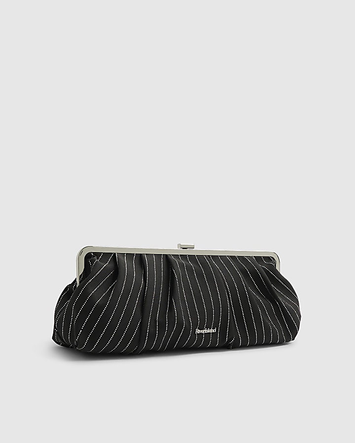 Black Pinstripe Clutch Bag