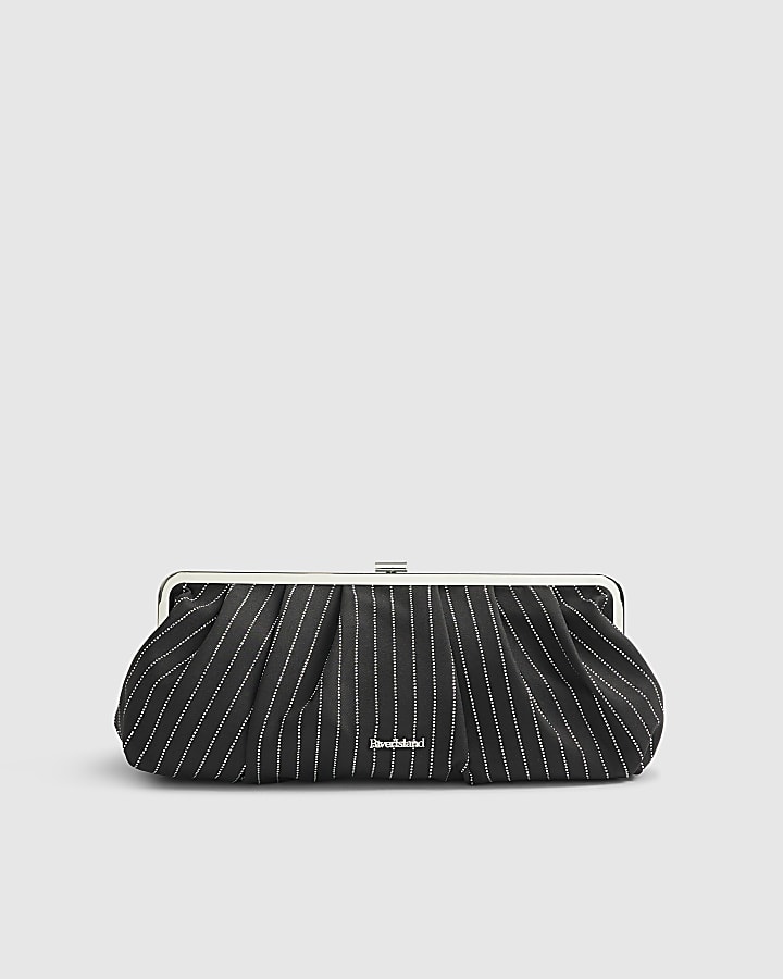 Black Pinstripe Clutch Bag