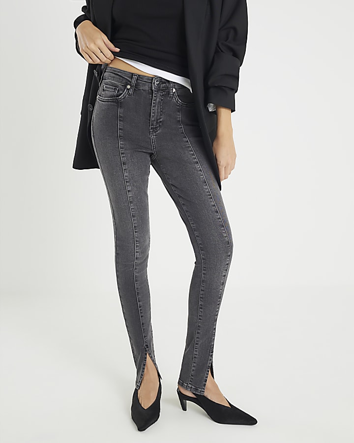 Black Seam Detail Skinny Jeans