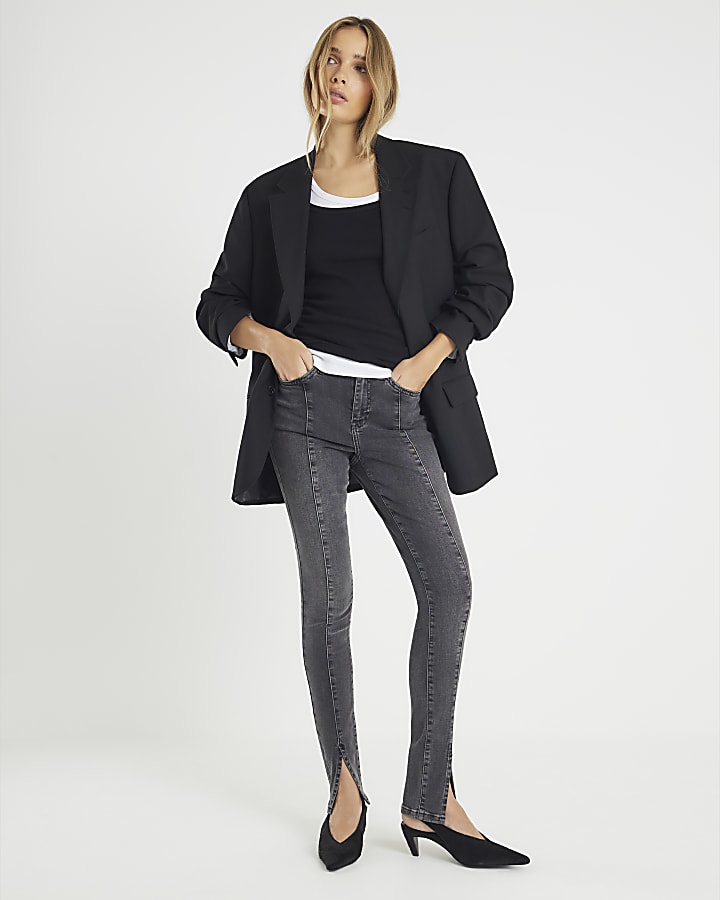 Black Seam Detail Skinny Jeans
