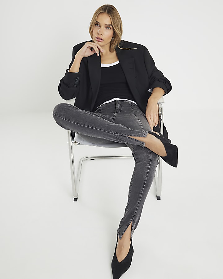 Black Seam Detail Skinny Jeans