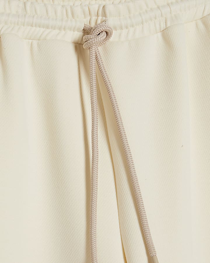 Cream Premium Twill Wide Leg Joggers