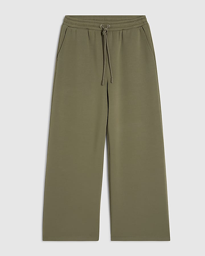 Khaki Premium Twill Wide Leg Joggers