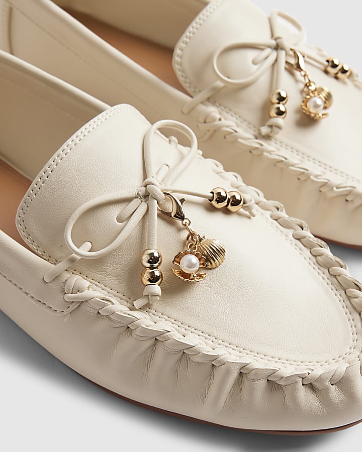 White Charm Bow Loafers