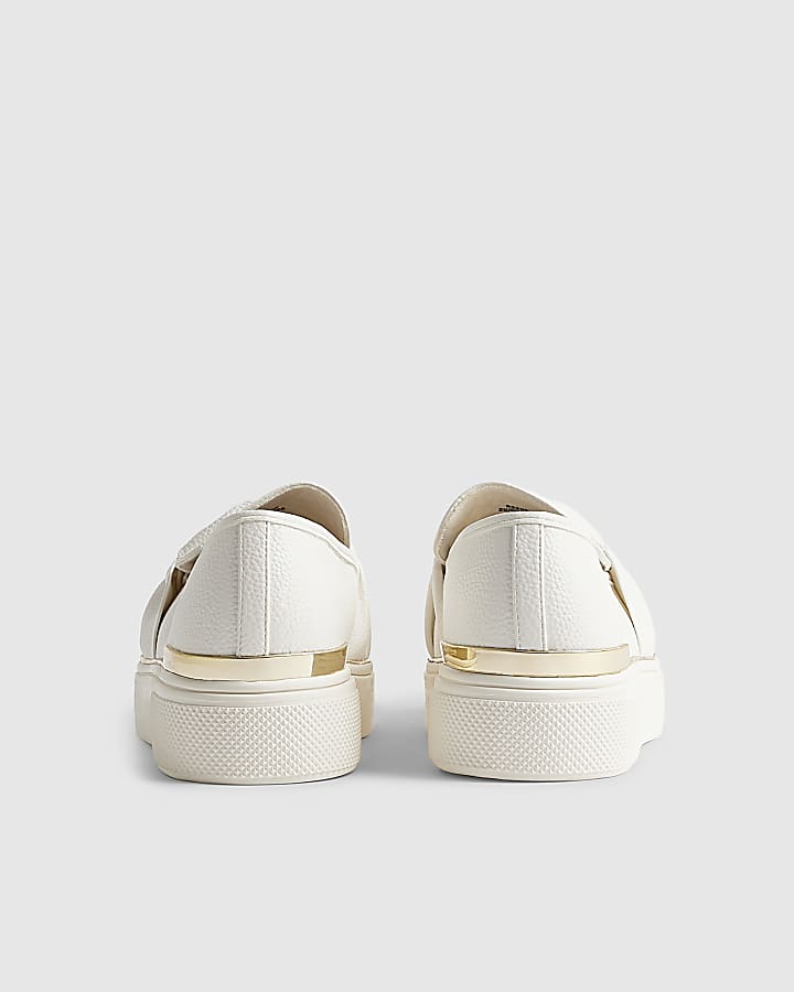 White Ring Twist Slip On Trainers