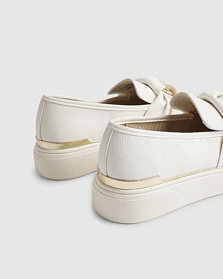White Ring Twist Slip On Trainers