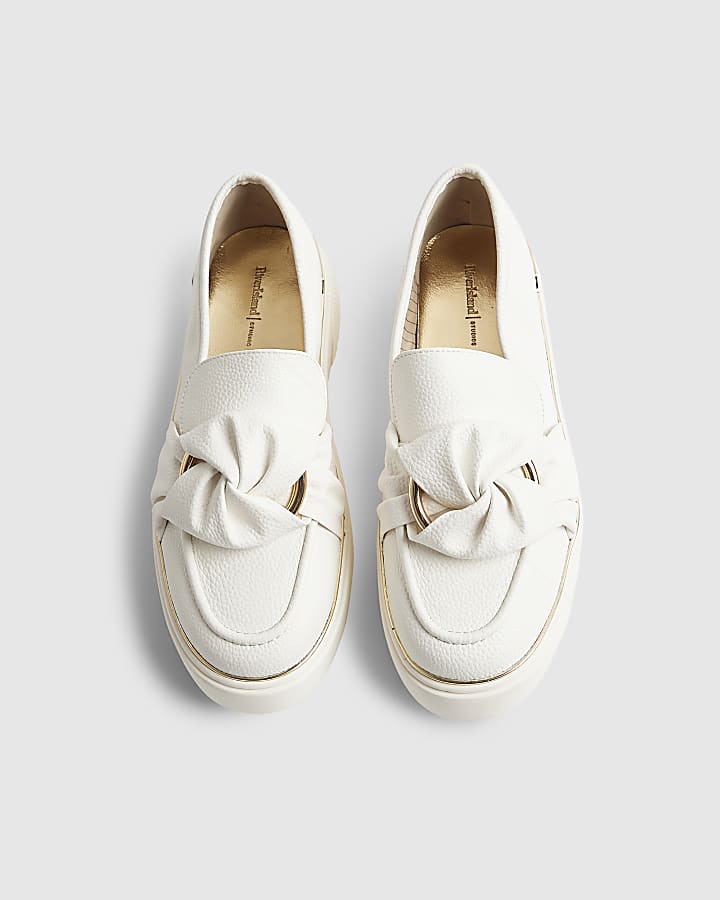 White Ring Twist Slip On Trainers