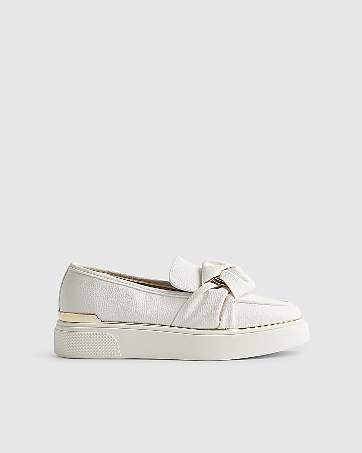 White Ring Twist Slip On Trainers