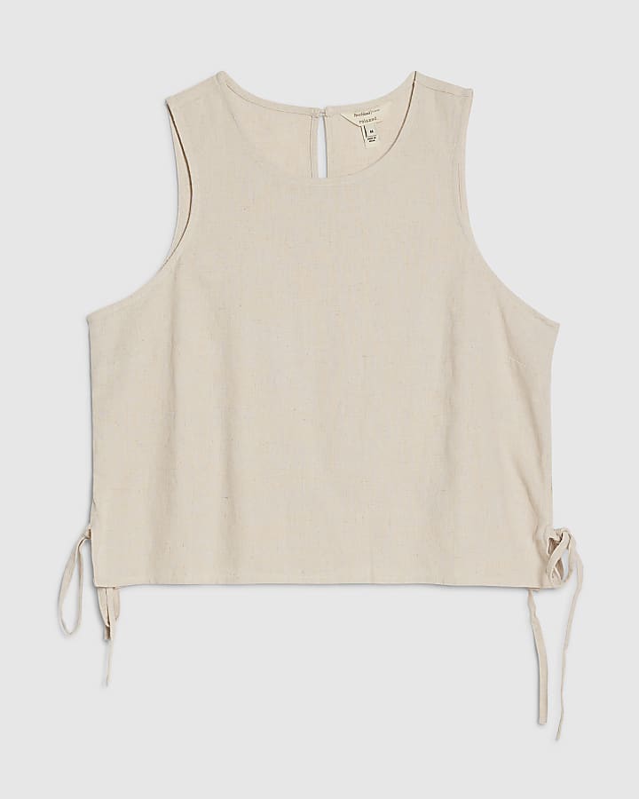 Petite Cream Linen Blend Tank Top