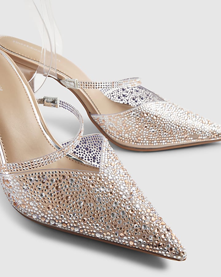 Beige Bridal Perspex Court Heels