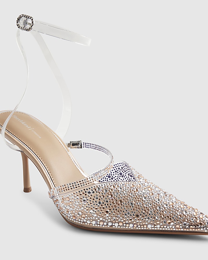 Beige Bridal Perspex Court Heels