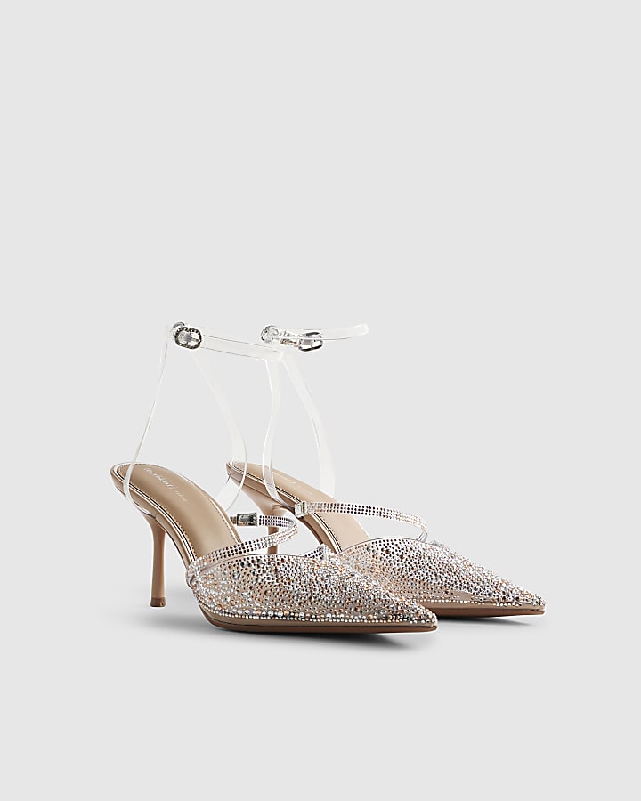 Beige Bridal Perspex Court Heels