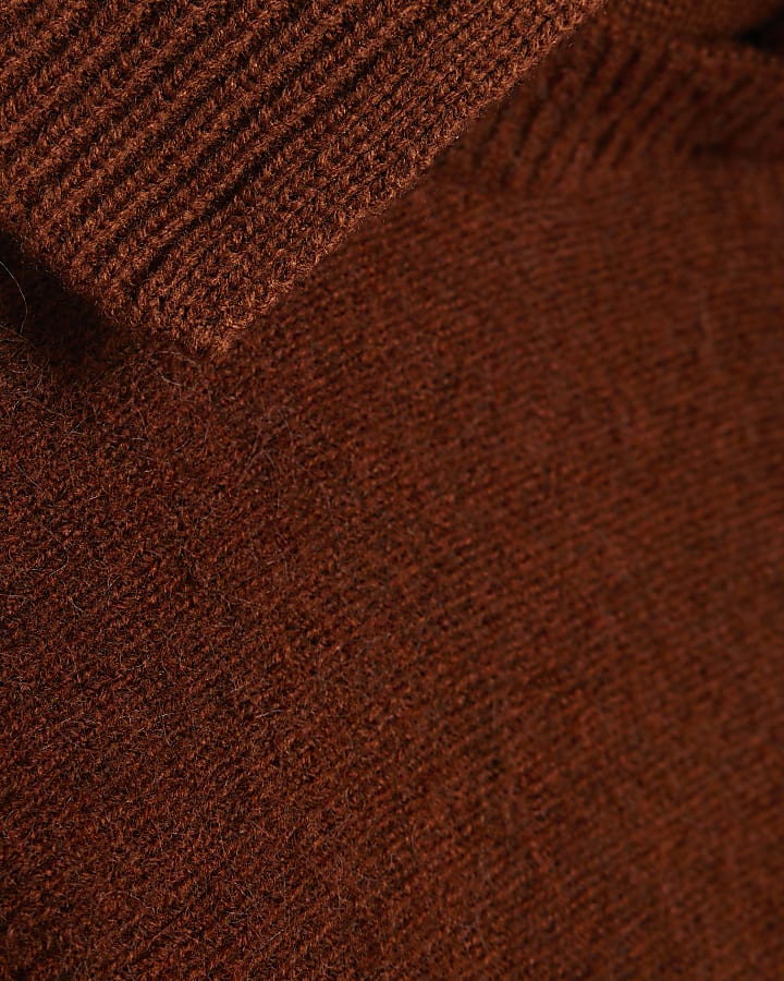 Orange Knit Collared Peplum Jumper