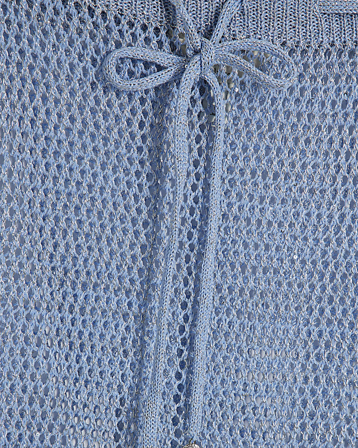 Blue Knit Midi Beach Skirt