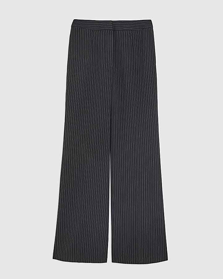 Black Pinstripe Flared Trousers