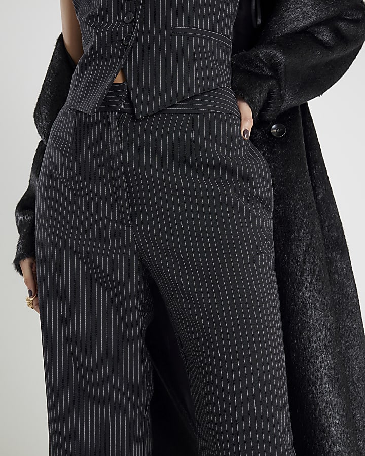 Black Pinstripe Flared Trousers
