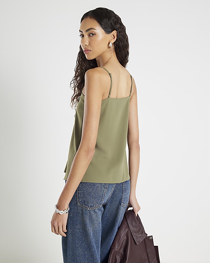 Khaki V-neck Cami Top