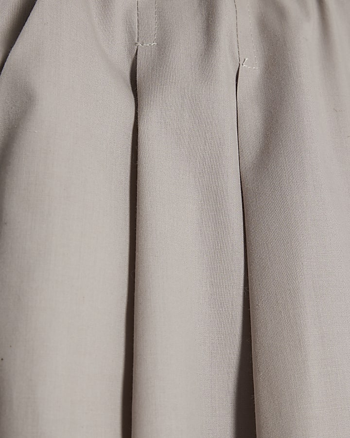 Beige Poplin Barrel Leg Trousers