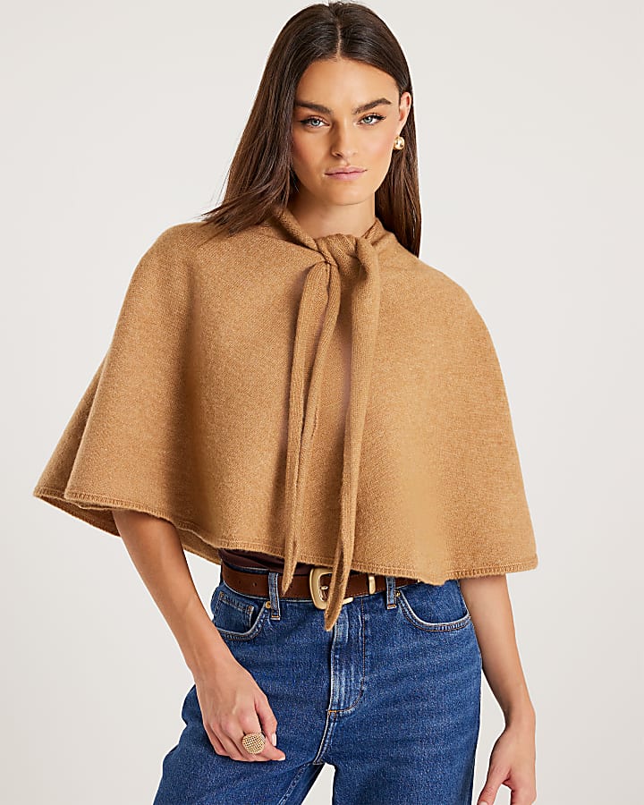 Brown Knitted Cape